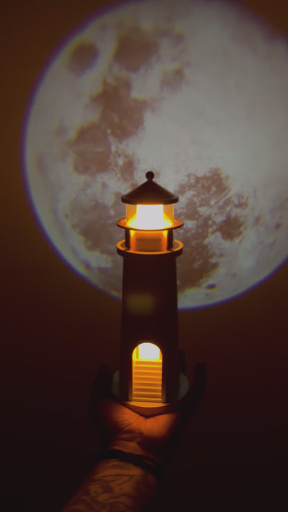Lighthouse Night Light Lamp – 360° Rotating Projection & Room Décor | Zorrusso India
